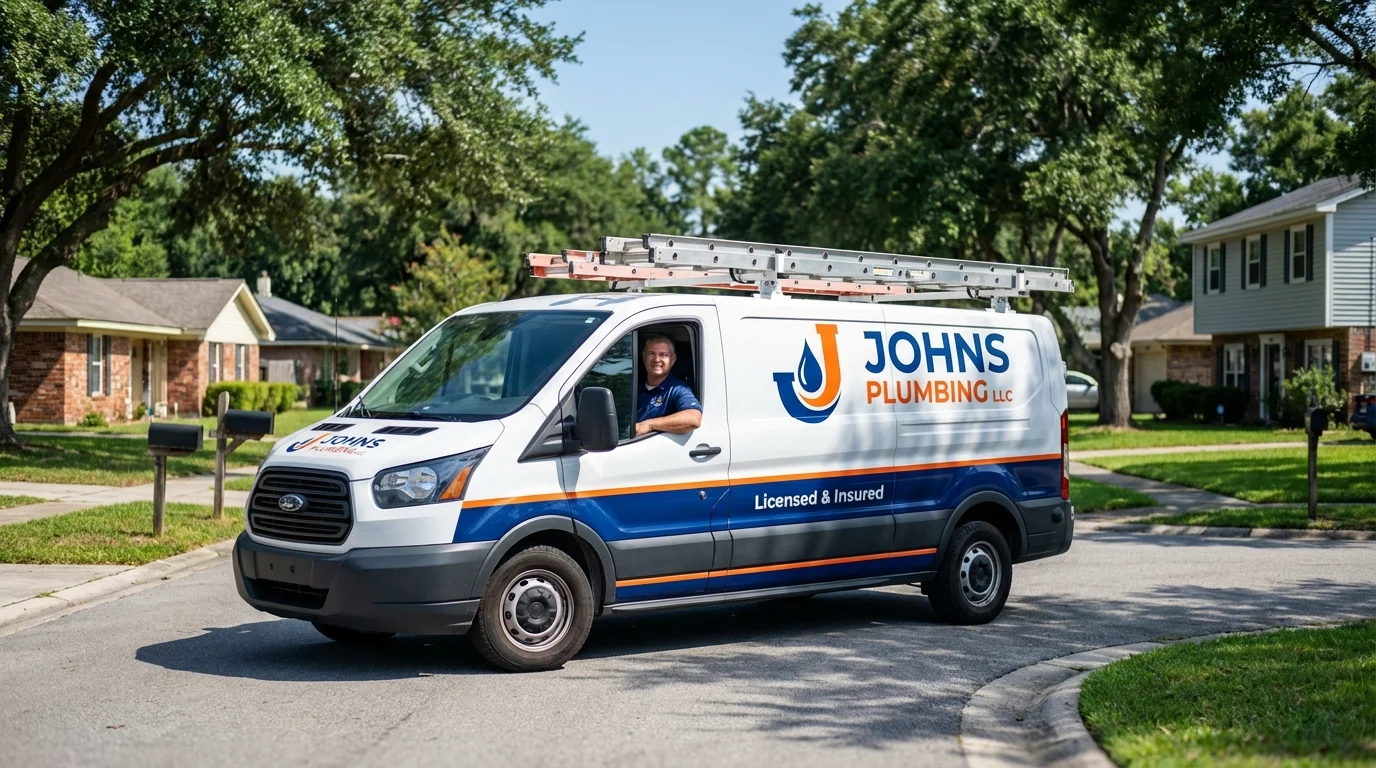 Johns Plumbing LLC service van in Mechanicsburg, OH