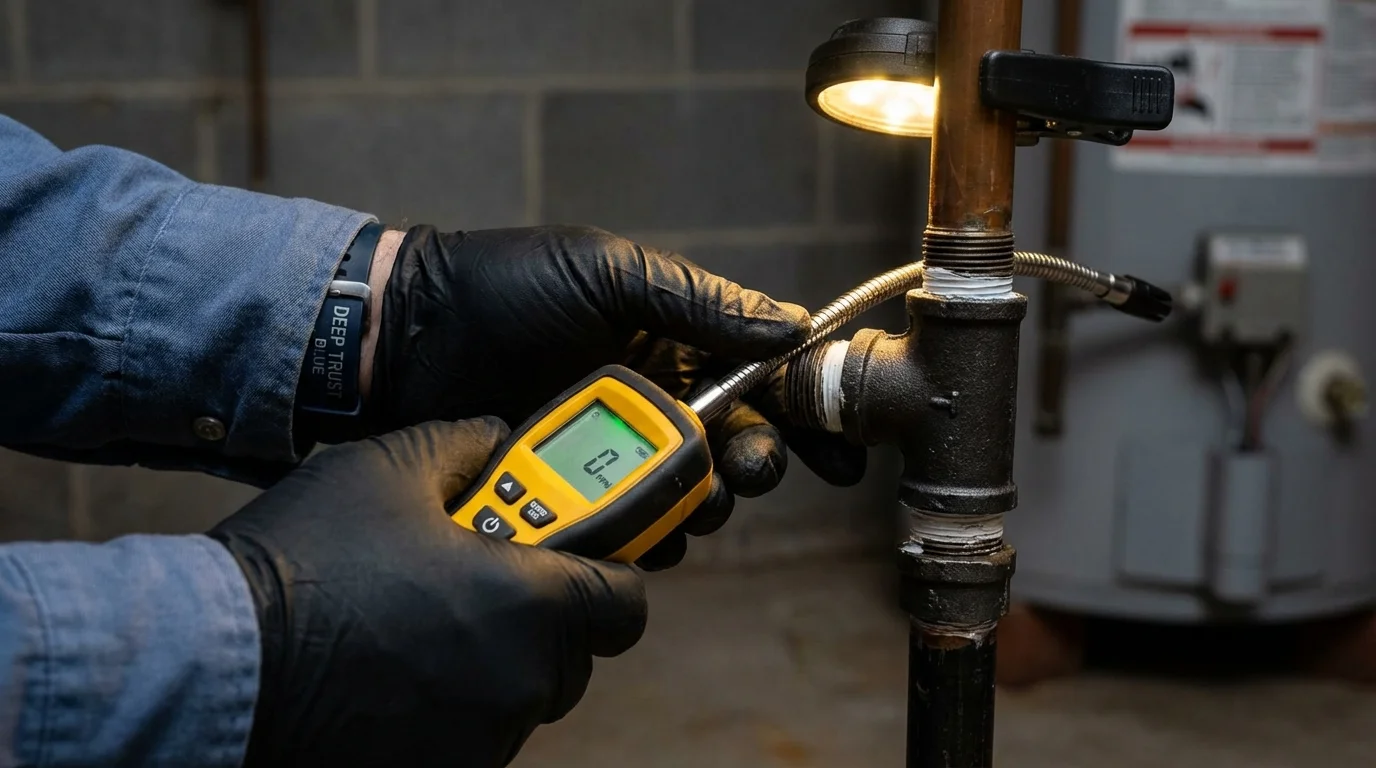 Gas leak detection with electronic sniffer by Johns Plumbing LLC in Mechanicsburg
